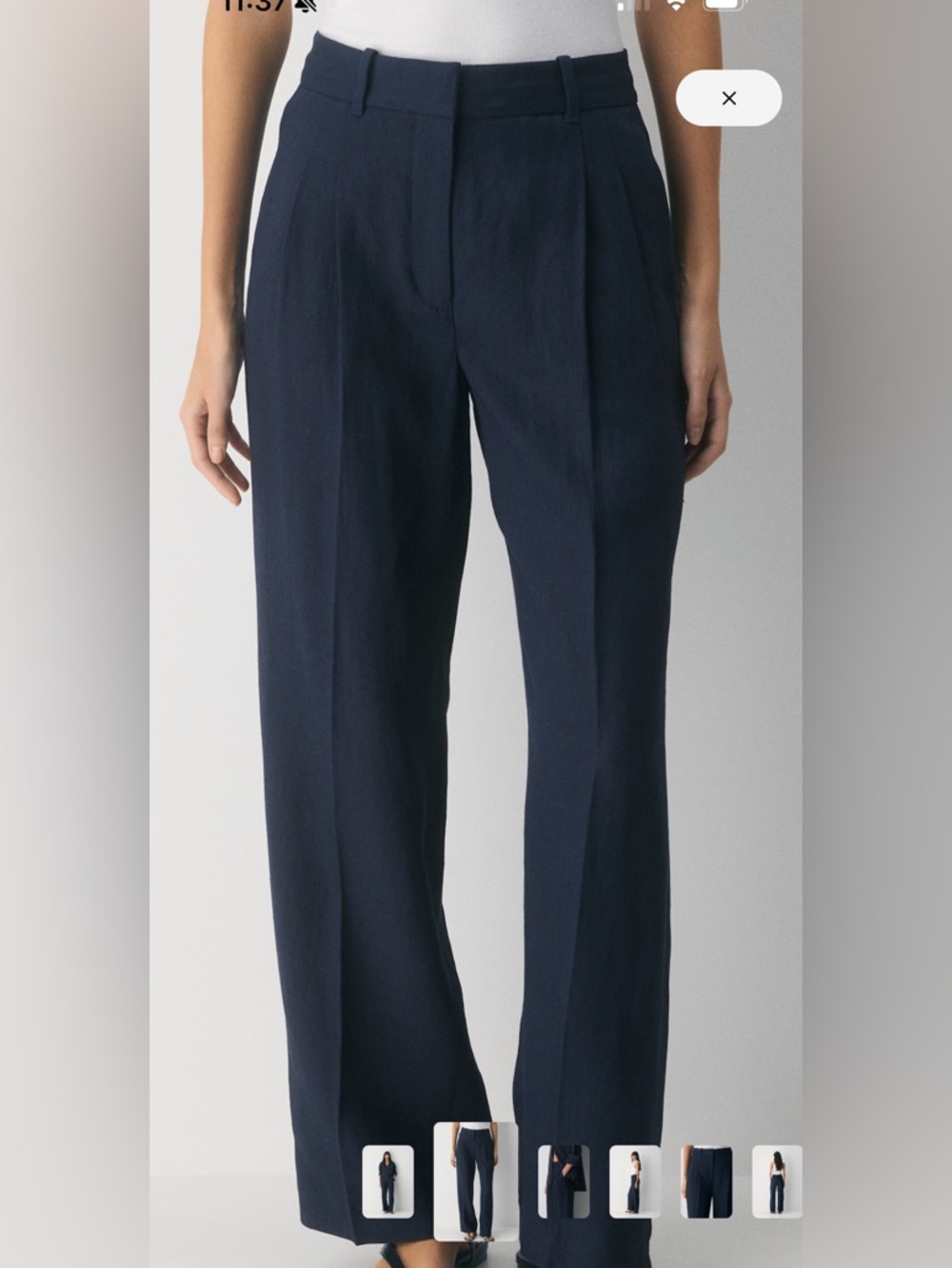 Aritzia Navy Linen effortless pant